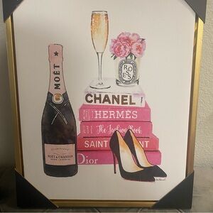 New Luxury Fashion Framed Wall Art Canvas In Gold Frame Finish